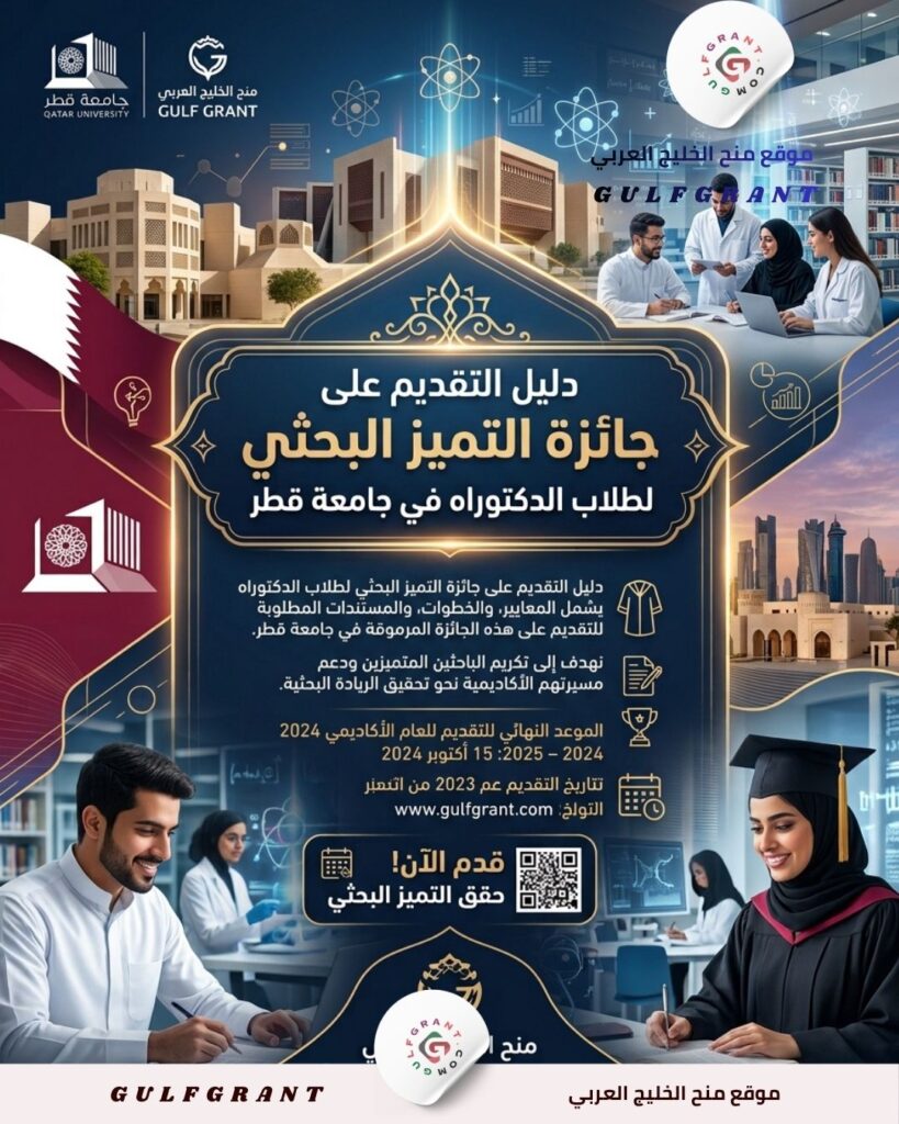 دليل التقديم على جائزة التميز البحثي لطلاب الدكتوراه في جامعة قطر