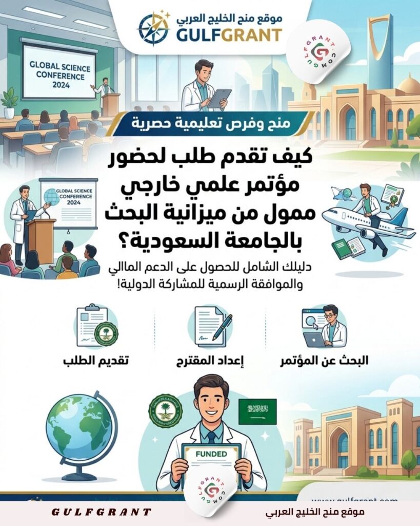 كيف تقدم طلب لحضور مؤتمر علمي خارجي ممول من ميزانية البحث بالجامعة السعودية؟